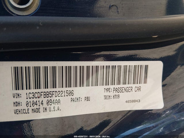 2015 Dodge Dart Sxt მანქანა იყიდება აუქციონზე, vin: 1C3CDFBB5FD221506, აუქციონის ნომერი: 45267231