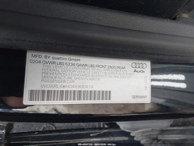 Aukcja sprzedaży 2004 Audi S4, vin: WUARL48H04K900474, numer aukcji: 45267238