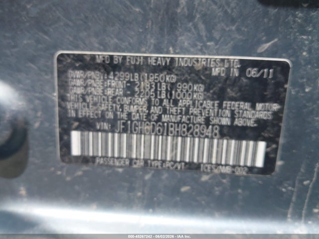 Продажа на аукционе авто 2011 Subaru Impreza Outback Sport, vin: JF1GH6D61BH828948, номер лота: 45267242