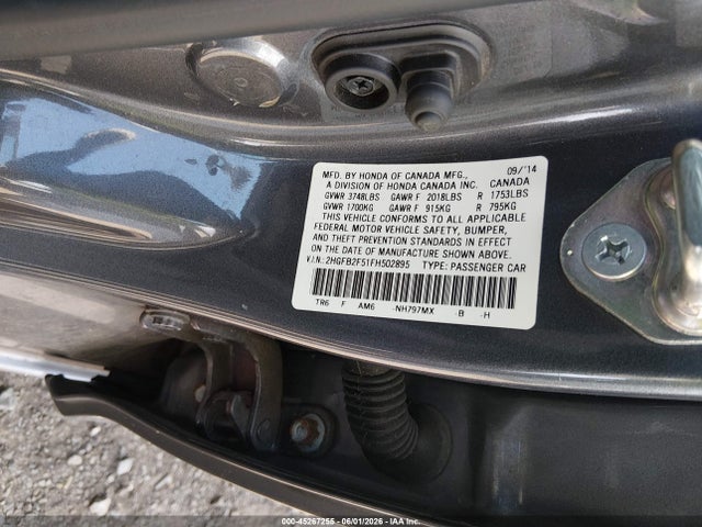 45267255 :رقم المزاد ، 2HGFB2F51FH502895 vin ، 2015 Honda Civic Lx مزاد بيع