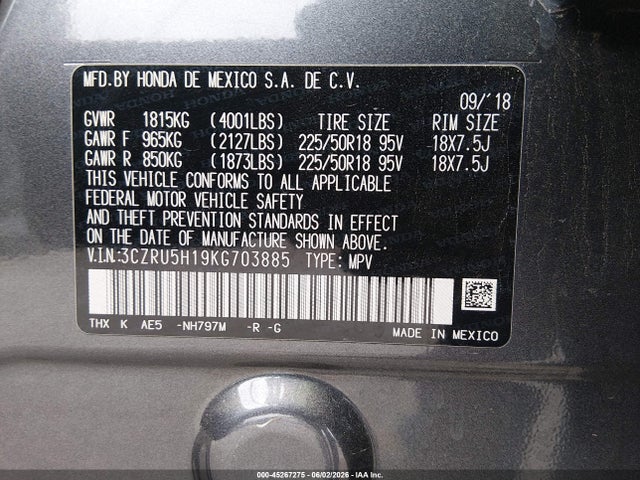 3CZRU5H19KG703885 Honda HR-V SPORT