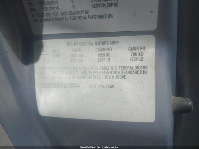 Aukcja sprzedaży 1999 Pontiac Grand Am Se2, vin: 1G2NE52E5XC558744, numer aukcji: 45267300