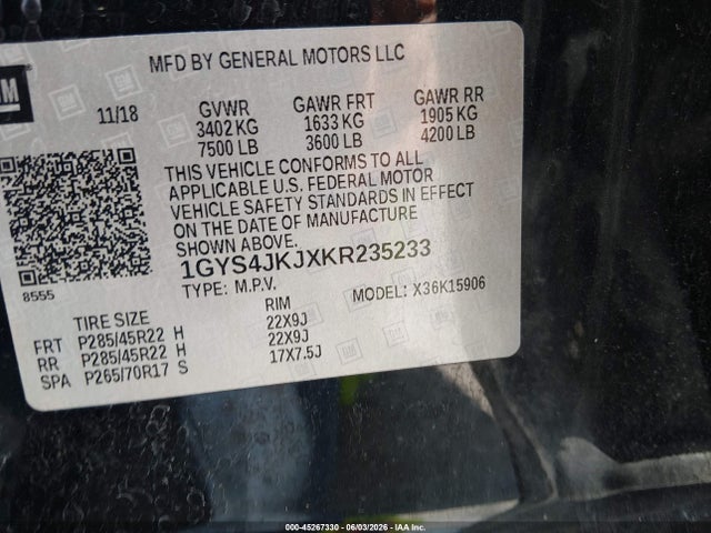 Продажа на аукционе авто 2019 Cadillac Escalade Esv Premium Luxury, vin: 1GYS4JKJXKR235233, номер лота: 45267330
