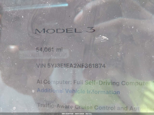 Tesla Model 3 Rear-wheel Drive 2022 5YJ3E1EA2NF361874 Image 7