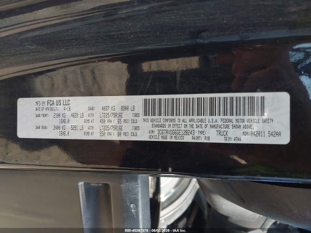 45267378 :رقم المزاد ، 3C6TRVDG6GE128243 vin ، 2016 Ram Promaster 2500 High Roof مزاد بيع