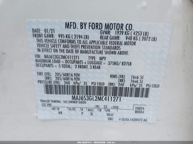 Ford Ecosport Se 2021 MAJ6S3GL2MC411271 Image 9