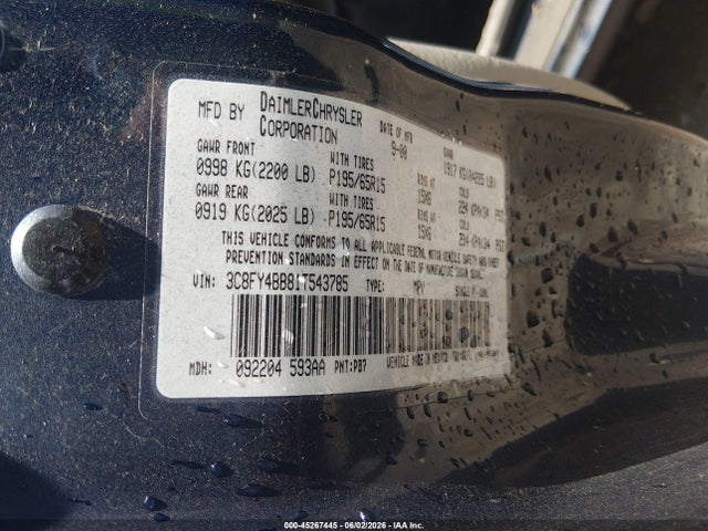 Продаж на аукціоні авто 2001 Chrysler Pt Cruiser, vin: 3C8FY4BB81T543785, номер лоту: 45267445