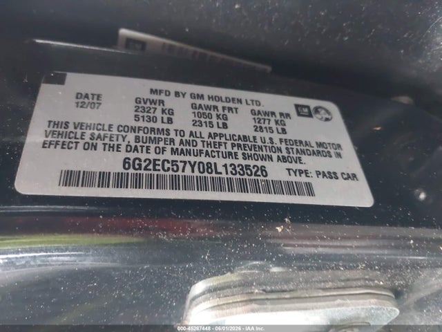 Продаж на аукціоні авто 2008 Pontiac G8 Gt, vin: 6G2EC57Y08L133526, номер лоту: 45267448