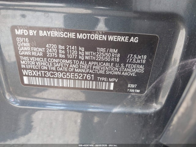 Продаж на аукціоні авто 2016 Bmw X1 Xdrive28i, vin: WBXHT3C39G5E52761, номер лоту: 45267458