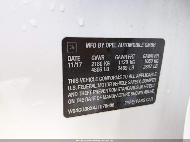 Продажа на аукционе авто 2018 Buick Regal Tourx Preferred, vin: W04GU8SX4J1078606, номер лота: 45267526