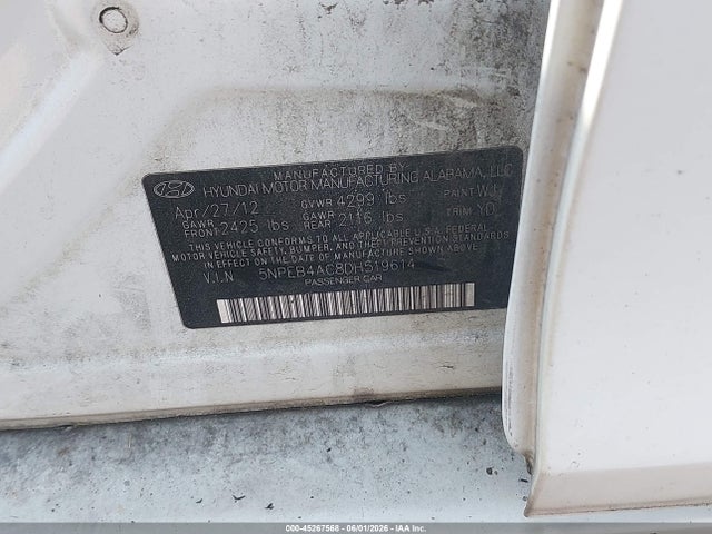 45267568 :رقم المزاد ، 5NPEB4AC8DH519614 vin ، 2013 Hyundai Sonata Gls مزاد بيع