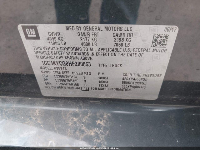 1GC4KYCG8HF200863 Chevrolet Silverado 3500hd Wt