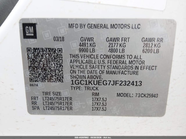 1GC1KUEG7JF232413 Chevrolet Silverado 2500hd Wt