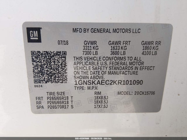Chevrolet Tahoe Ls 2019 1GNSKAEC2KR101090 Image 9