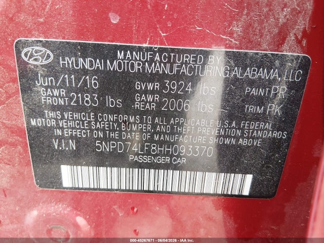 Hyundai ELANTRA SE 2017 5NPD74LF8HH093370 Image 9