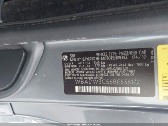Продаж на аукціоні авто 2011 Bmw 328i, vin: WBADW3C56BE536172, номер лоту: 45267684