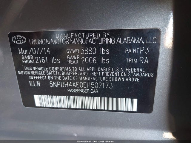Hyundai ELANTRA SE 2014 5NPDH4AE0EH502173 Image 9