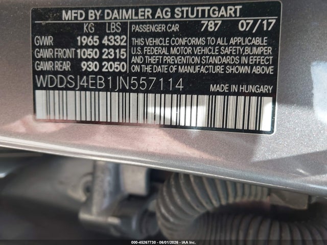 45267730 :رقم المزاد ، WDDSJ4EB1JN557114 vin ، 2018 Mercedes-benz Cla 250 مزاد بيع