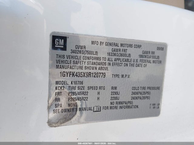 Продаж на аукціоні авто 2009 Cadillac Escalade Hybrid Standard, vin: 1GYFK435X9R120779, номер лоту: 45267801
