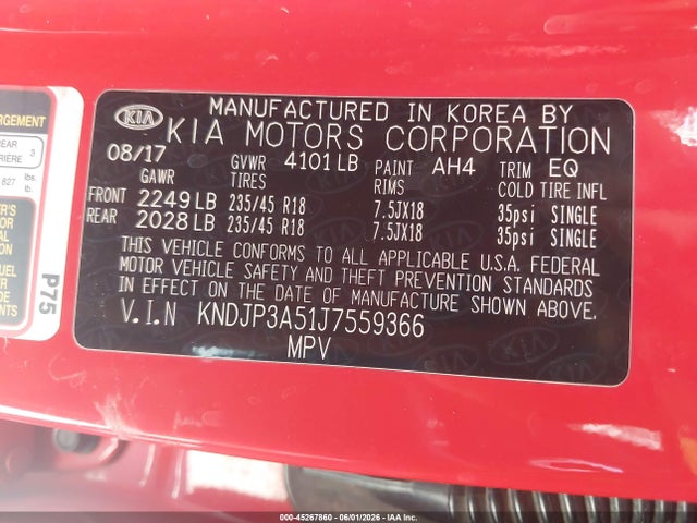 KIA SOUL + 2018 KNDJP3A51J7559366 Image 9