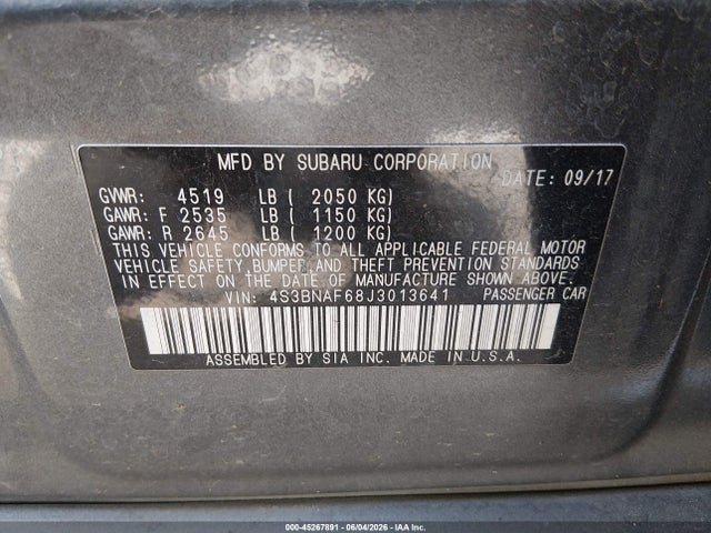 4S3BNAF68J3013641 Subaru Legacy 2.5i Premium