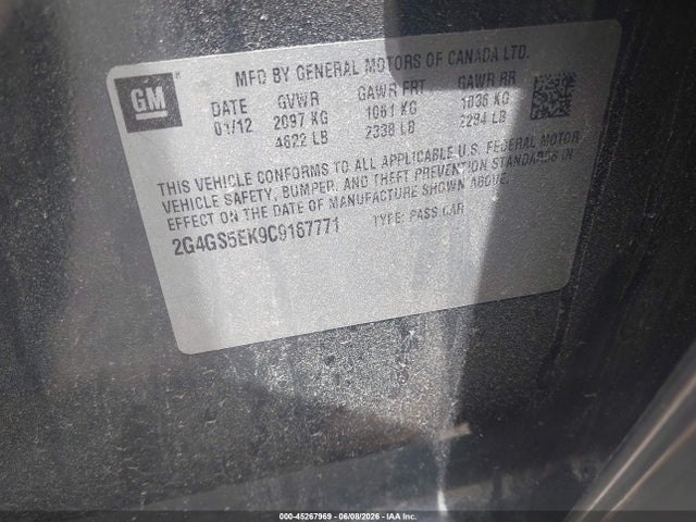 Aukcja sprzedaży 2012 Buick Regal Premium 1, vin: 2G4GS5EK9C9167771, numer aukcji: 45267969