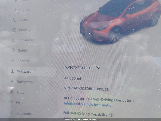 Продажа на аукционе авто 2024 Tesla Model Y, vin: 7SAYGDED5RF083878, номер лота: 45268028