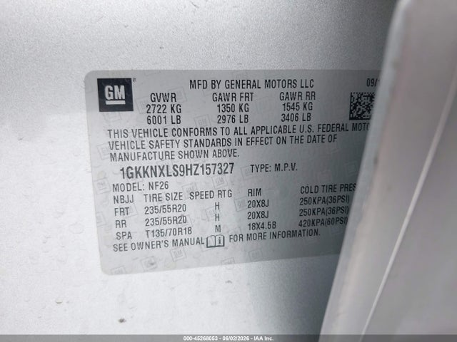 1GKKNXLS9HZ157327 GMC Acadia Denali