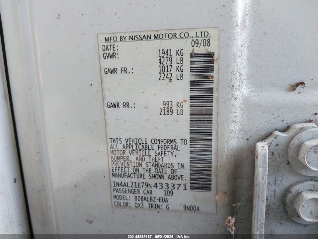 Продаж на аукціоні авто 2009 Nissan Altima 2.5 S, vin: 1N4AL21E79N433371, номер лоту: 45268157