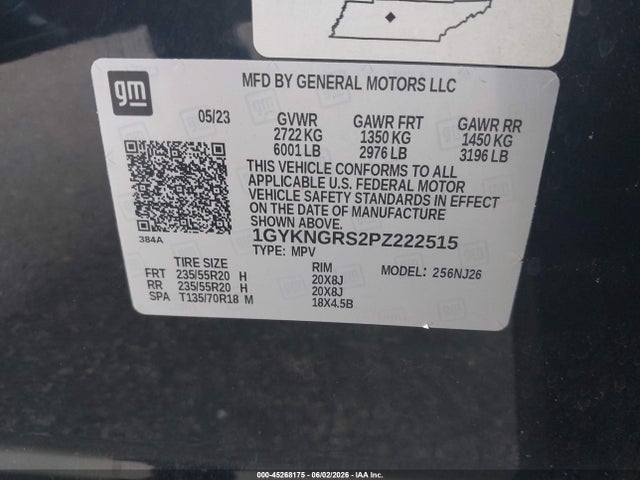 45268175 :رقم المزاد ، 1GYKNGRS2PZ222515 vin ، 2023 Cadillac Xt5 Awd Sport مزاد بيع
