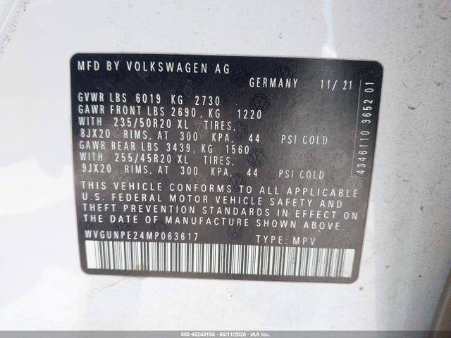 WVGUNPE24MP063617 Volkswagen Id.4 Awd Pro S