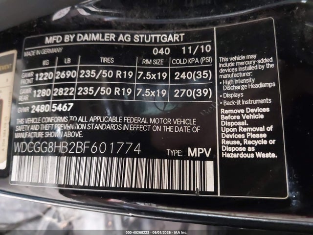 Продаж на аукціоні авто 2011 Mercedes-benz Glk 350 4matic, vin: WDCGG8HB2BF601774, номер лоту: 45268223