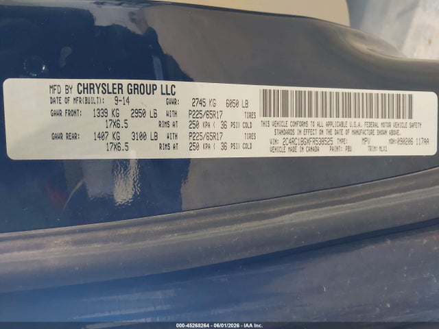 Aukcja sprzedaży 2015 Chrysler Town & Country Touring, vin: 2C4RC1BGXFR538525, numer aukcji: 45268264