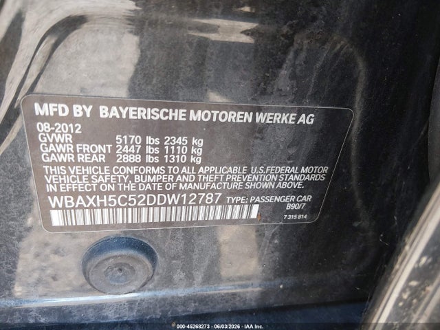 Продажа на аукционе авто 2013 Bmw 528i Xdrive, vin: WBAXH5C52DDW12787, номер лота: 45268273