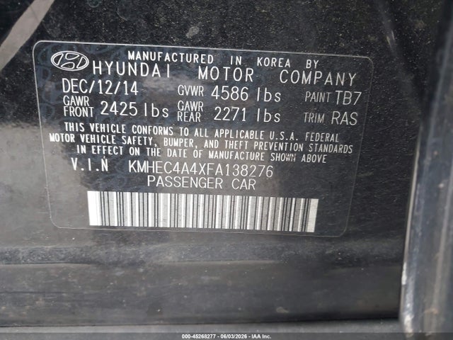 Hyundai SONATA HYBRID 2015 KMHEC4A4XFA138276 Image 9