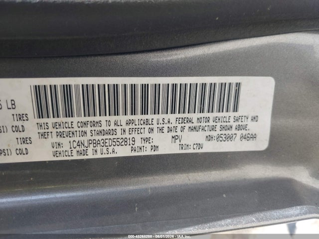 2014 Jeep Patriot Sport მანქანა იყიდება აუქციონზე, vin: 1C4NJPBA3ED552819, აუქციონის ნომერი: 45268288