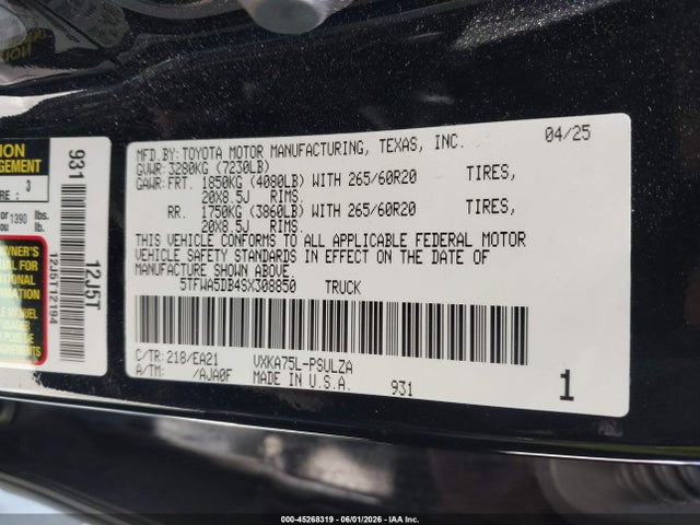 5TFWA5DB4SX308850 Toyota Tundra Limited