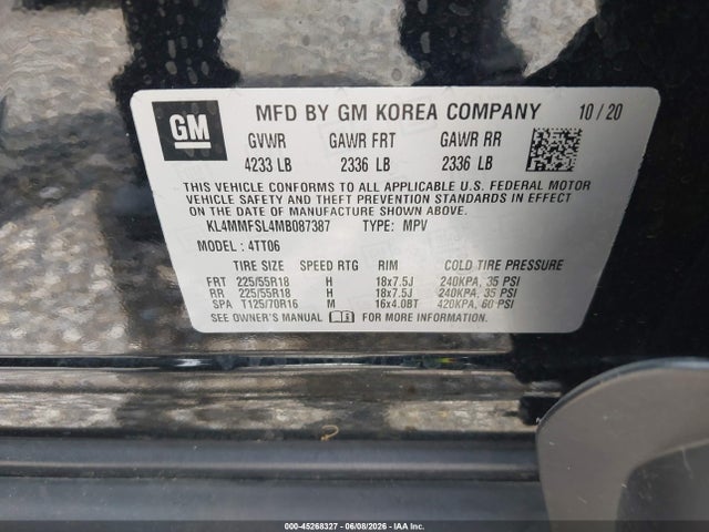 45268327 :رقم المزاد ، KL4MMFSL4MB087387 vin ، 2021 Buick Encore Gx Fwd Essence مزاد بيع