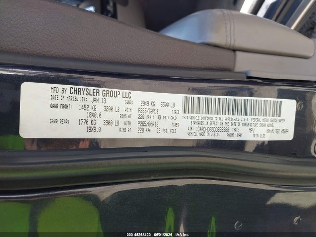 Продажа на аукционе авто 2013 Dodge Durango Crew, vin: 1C4RDHDG5DC659388, номер лота: 45268420