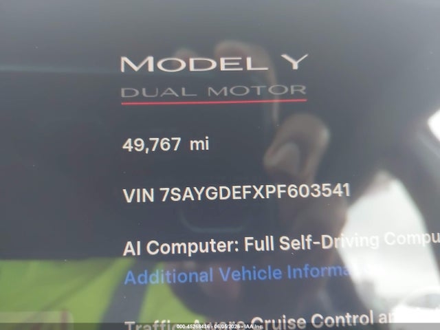 2023 Tesla Model Y Performance Dual Motor All-wheel Drive მანქანა იყიდება აუქციონზე, vin: 7SAYGDEFXPF603541, აუქციონის ნომერი: 45268436