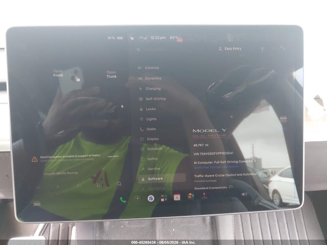 2023 Tesla Model Y Performance Dual Motor All-wheel Drive მანქანა იყიდება აუქციონზე, vin: 7SAYGDEFXPF603541, აუქციონის ნომერი: 45268436