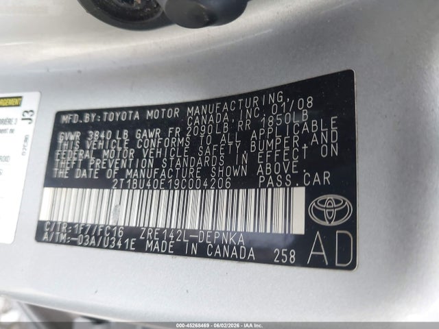 Продажа на аукционе авто 2009 Toyota Corolla Xle, vin: 2T1BU40E19C004206, номер лота: 45268469