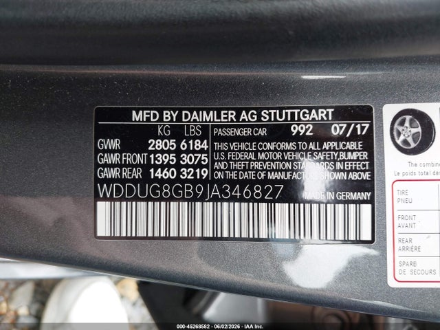 Aukcja sprzedaży 2018 Mercedes-benz S 560 4matic, vin: WDDUG8GB9JA346827, numer aukcji: 45268582
