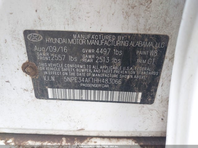 Продажа на аукционе авто 2017 Hyundai Sonata Sport, vin: 5NPE34AF1HH483066, номер лота: 45268611
