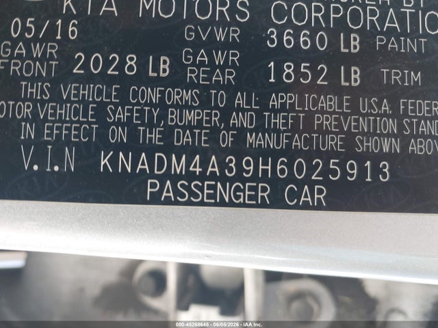 KIA RIO LX 2017 KNADM4A39H6025913 Image 9