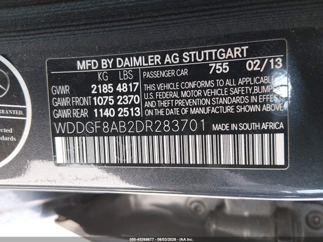 45268677 :رقم المزاد ، WDDGF8AB2DR283701 vin ، 2013 Mercedes-benz C 300 Sport 4matic مزاد بيع
