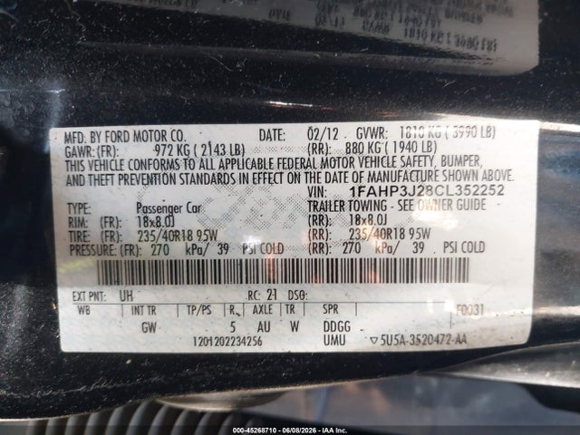 Aukcja sprzedaży 2012 Ford Focus Titanium, vin: 1FAHP3J28CL352252, numer aukcji: 45268710