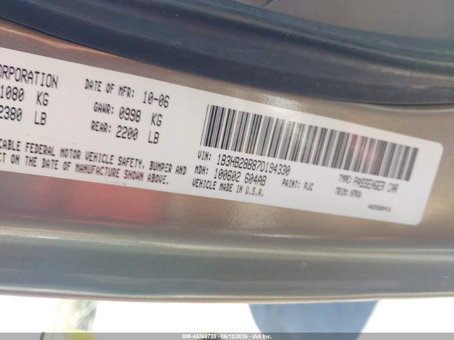 Продажа на аукционе авто 2007 Dodge Caliber, vin: 1B3HB28B87D194330, номер лота: 45268728
