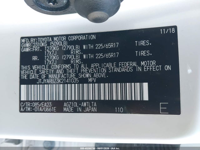 Aukcja sprzedaży 2019 Lexus Nx 300, vin: JTJYARBZ3K2141035, numer aukcji: 45268798