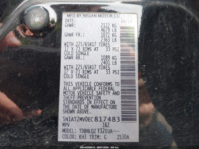 Aukcja sprzedaży 2014 Nissan Rogue S/sl/sv, vin: 5N1AT2MV0EC817483, numer aukcji: 45268810